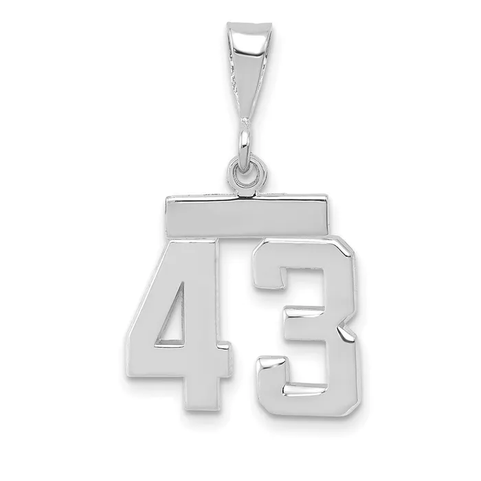 Goldia Charm Necklaces 14k White Goldw Small Polished Number 43 Charm