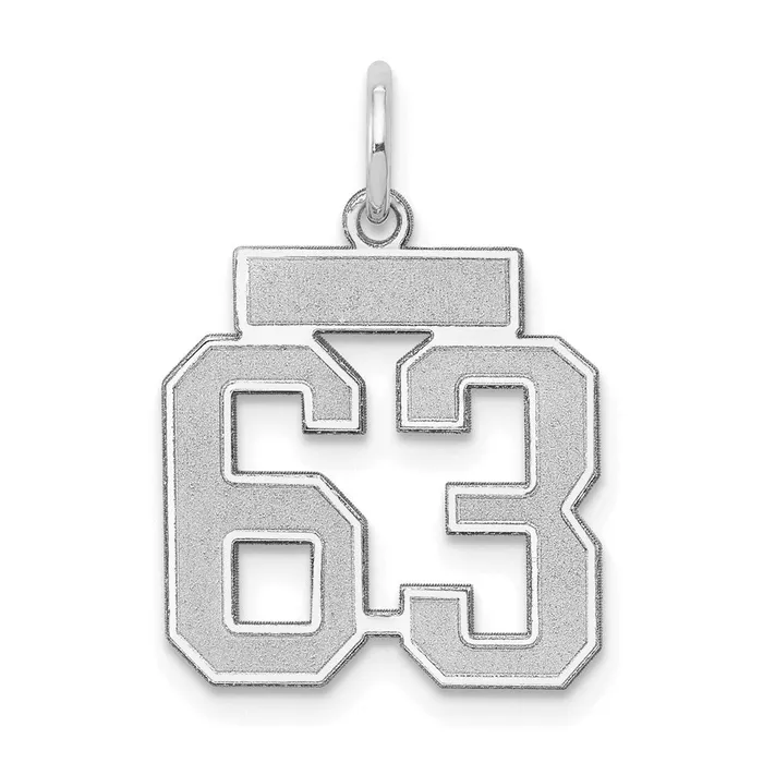 Goldia Charm Necklaces 14k White Goldw Small Satin Number 63 Charm