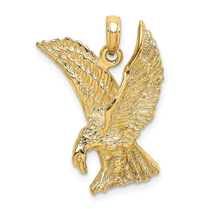 Goldia Charm Necklaces 14k Yellow Gold Eagle Landing wWings Up Charm