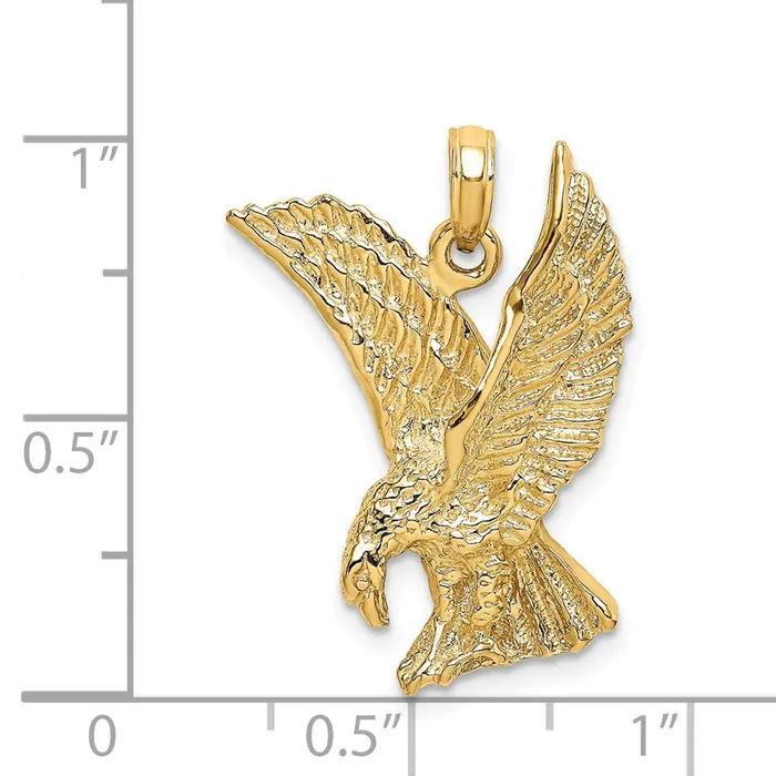 Goldia Charm Necklaces 14k Yellow Gold Eagle Landing wWings Up Charm