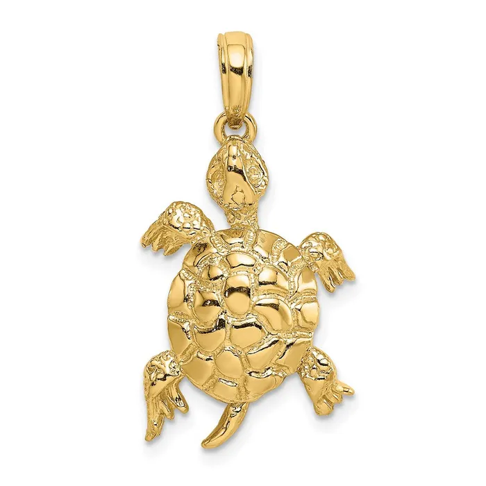 Goldia Charm Necklaces 14k Yellow Gold Polished and Textured Turtle Charm Goldia Charm Necklaces 14k Yellow Gold Polished and Textured Turtle Charm