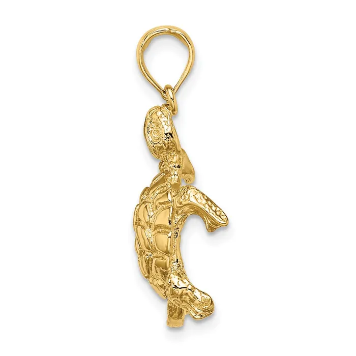 Goldia Charm Necklaces 14k Yellow Gold Polished and Textured Turtle Charm