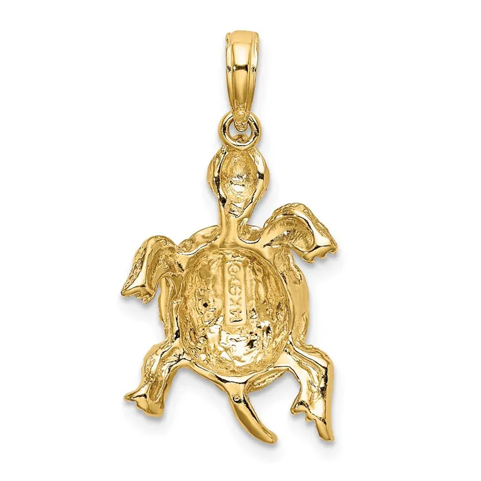 Goldia Charm Necklaces 14k Yellow Gold Polished and Textured Turtle Charm