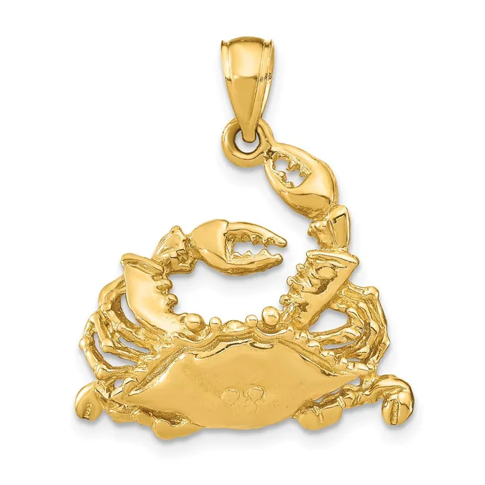 Goldia Charm Necklaces 14k Yellow Gold Polished Blue Crab Charm