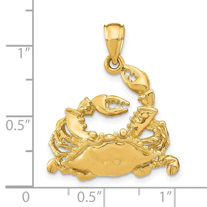 Goldia Charm Necklaces 14k Yellow Gold Polished Blue Crab Charm