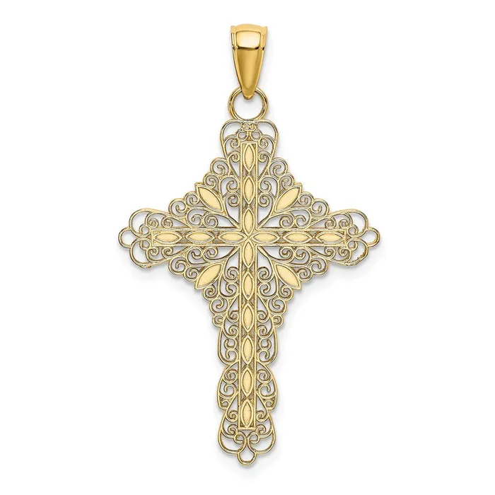 Goldia Charm Necklaces 14k Yellow Gold Red Enamel Filigree Cross Charm