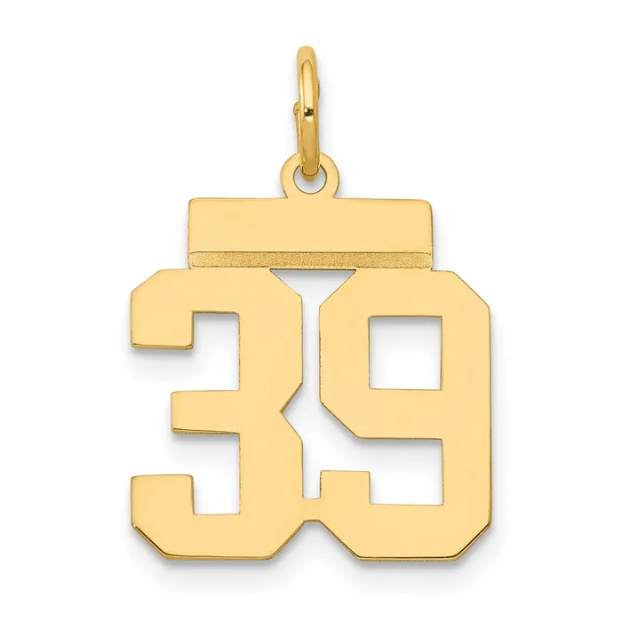 Goldia Charm Necklaces 14k Yellow Gold Small Polished Number 39 Charm