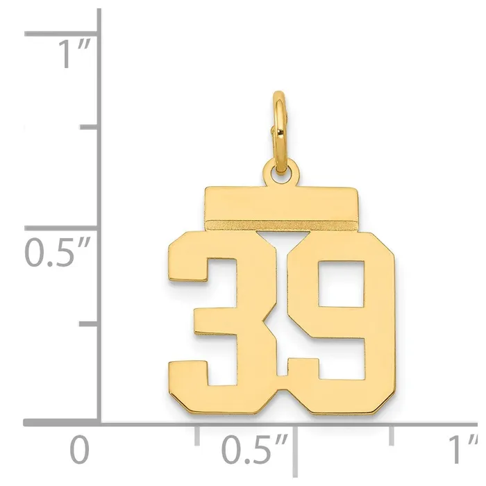 Goldia Charm Necklaces 14k Yellow Gold Small Polished Number 39 Charm