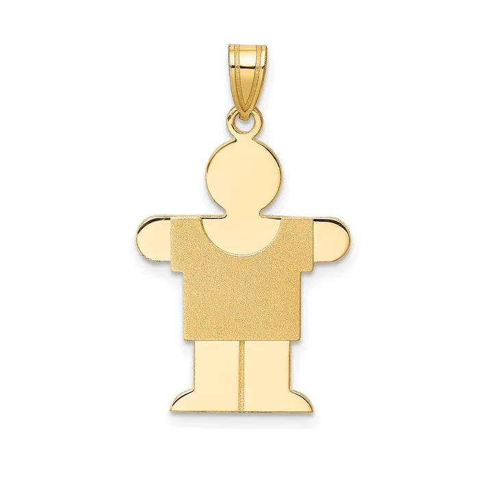 Goldia Charm Necklaces 14k Yellow Gold Solid Satin Engravable Boy Charm