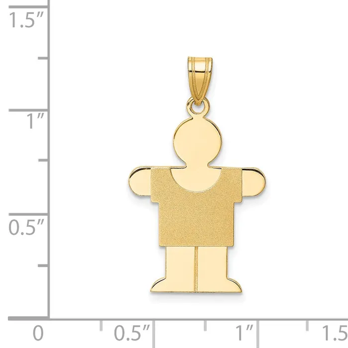 Goldia Charm Necklaces 14k Yellow Gold Solid Satin Engravable Boy Charm
