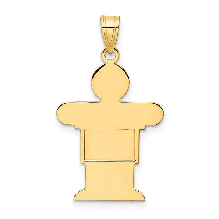 Goldia Charm Necklaces 14k Yellow Gold Solid Satin Engravable Boy Charm