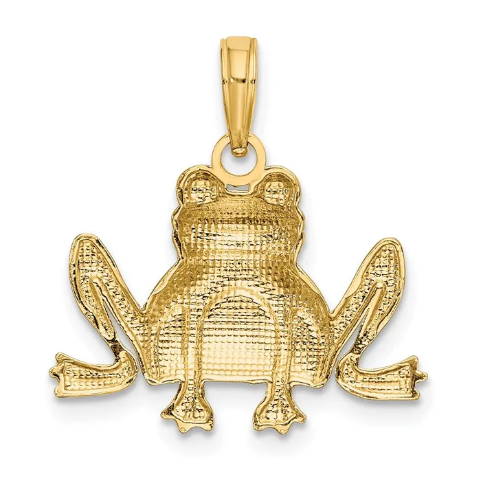Goldia Charm Necklaces 14k Yellow Gold Textured Sitting Frog Charm