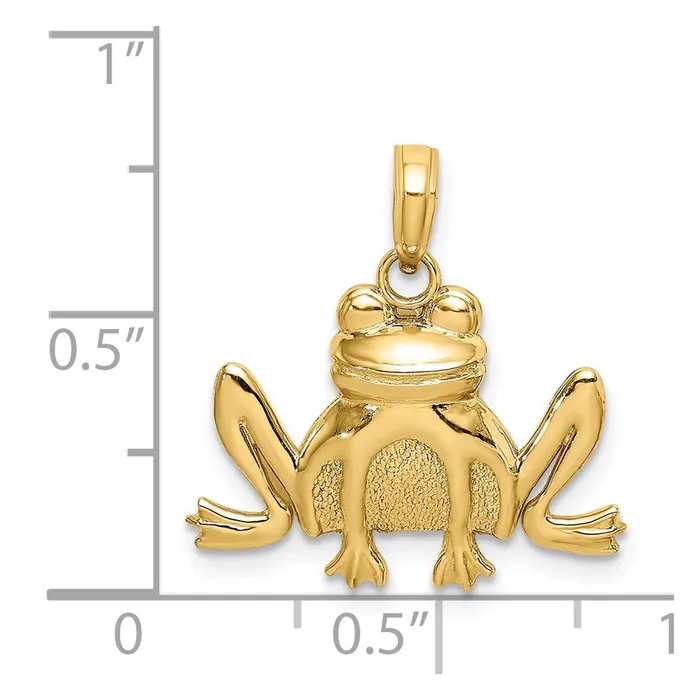 Goldia Charm Necklaces 14k Yellow Gold Textured Sitting Frog Charm