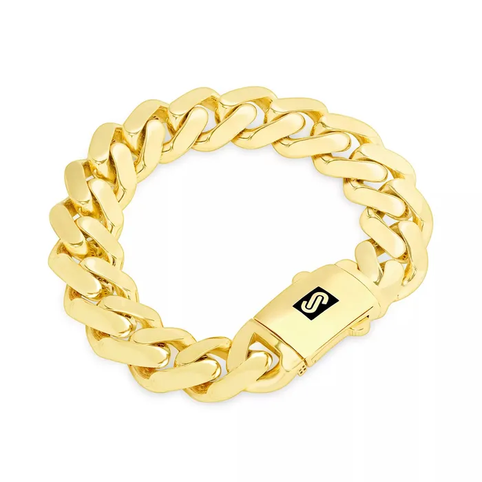 Goldiacom Bracelets 14k Yellow Gold Royal Monaco Miami Cuban Link 17mm Chain Bracelet w Box Clasp 8 Goldiacom Bracelets 14k Yellow Gold Royal Monaco Miami Cuban Link 17mm Chain Bracelet w Box Clasp 8