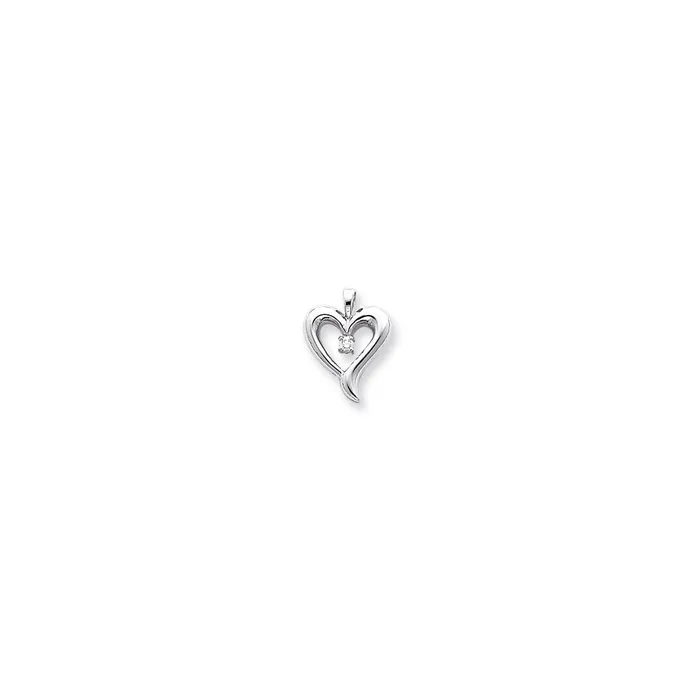 Goldiacom Necklaces 14k White Gold AA Diamond heart pendant