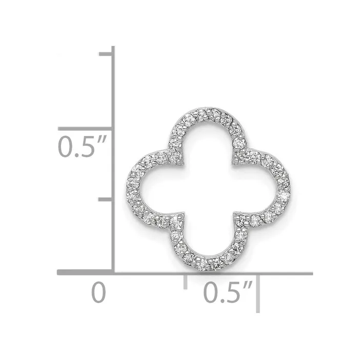 Goldiacom Necklaces 14k White Gold Small Diamond Quatrefoil Design Pendant