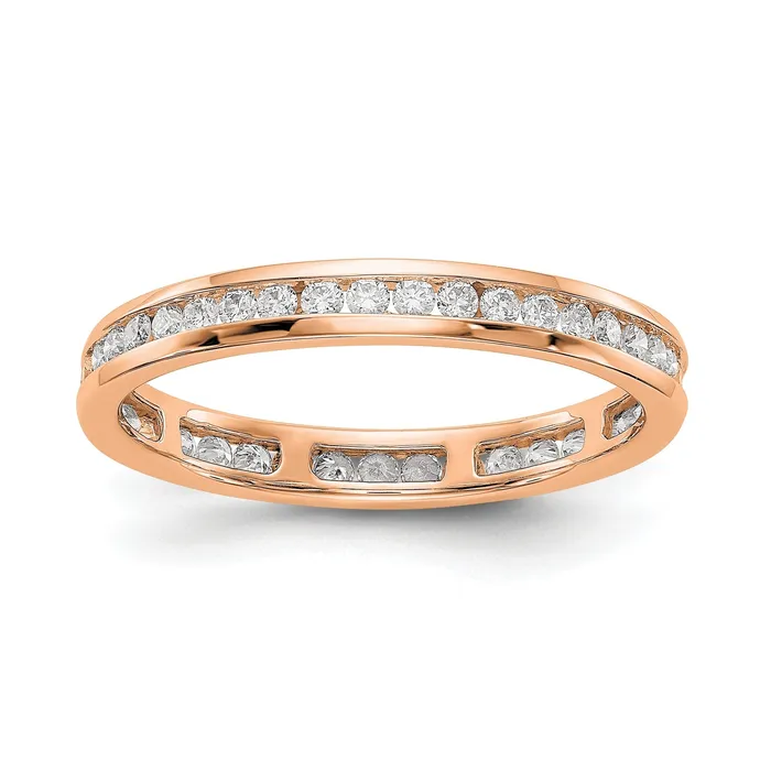 Goldiacom Rings 12 CT Channel Set Diamond Eternity Wedding Band Ring in 14k Rose Gold Goldiacom Rings 12 CT Channel Set Diamond Eternity Wedding Band Ring in 14k Rose Gold