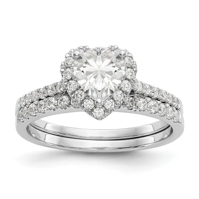 Goldiacom Rings 13 Ct Natural Heart Shape Diamond Semimount Engagement Ring in 14K White Gold