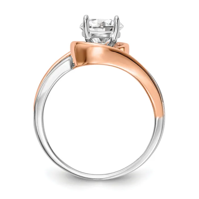 Goldiacom Rings 14k Two tone Peg Set Simulated Diamond By Pass Engagement Ring