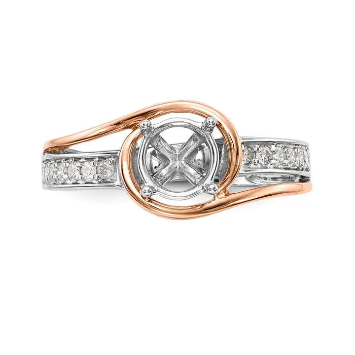 Goldiacom Rings 14k Two tone Peg Set Simulated Diamond By Pass Engagement Ring