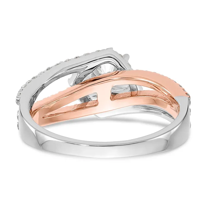 Goldiacom Rings 14k Two tone Peg Set Simulated Diamond By Pass Engagement Ring