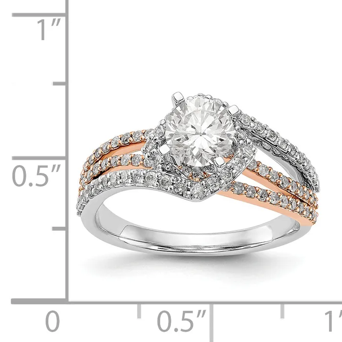 Goldiacom Rings 14k Two tone Peg Set Simulated Diamond By Pass Engagement Ring