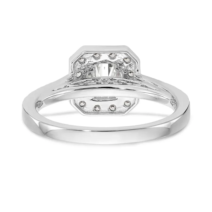 Goldiacom Rings 14K Two tone Round Simulated Diamond Cushion Halo Engagement Ring