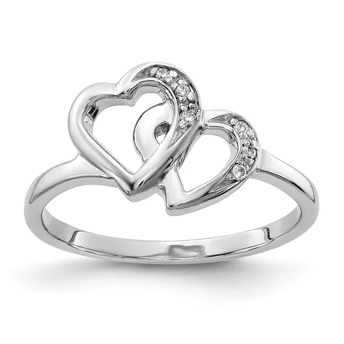 Goldiacom Rings 14k White Gold A Real Diamond heart ring