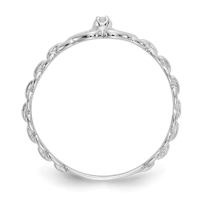 Goldiacom Rings 14k White Gold AAA Real Diamond heart ring