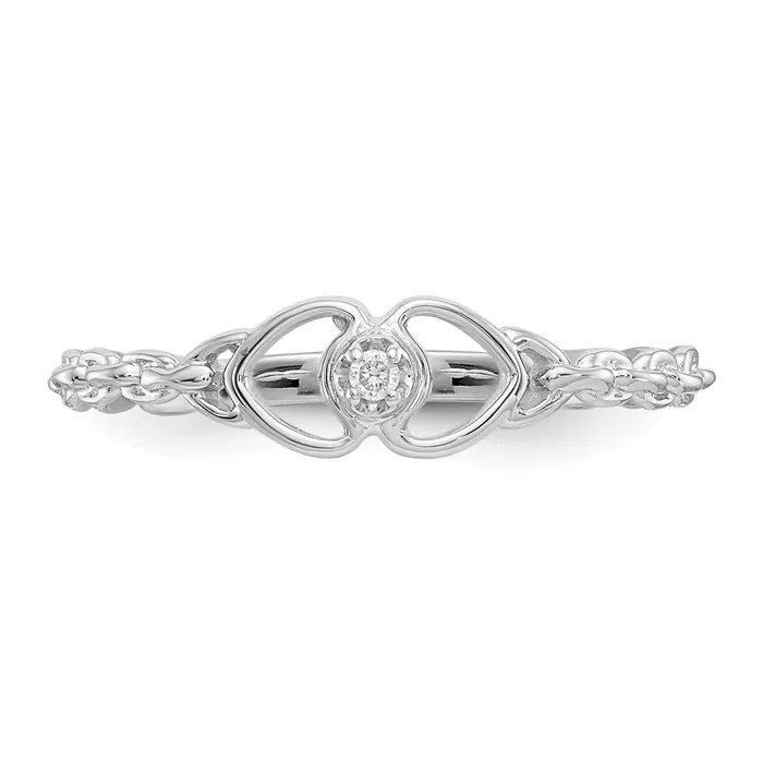 Goldiacom Rings 14k White Gold AAA Real Diamond heart ring