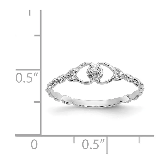 Goldiacom Rings 14k White Gold AAA Real Diamond heart ring