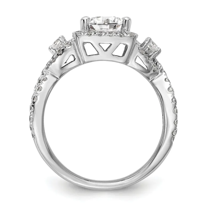Goldiacom Rings 14K White Gold Diamond Princess CZ Cushion Halo Engagement Ring