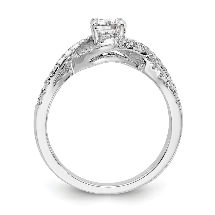Goldiacom Rings 14k White Gold Diamond Round CZ By Pass Engagement Ring