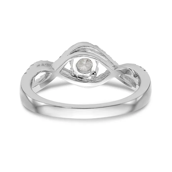 Goldiacom Rings 14k White Gold Diamond Round CZ By Pass Engagement Ring