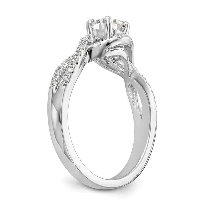 Goldiacom Rings 14k White Gold Diamond Round CZ By Pass Engagement Ring