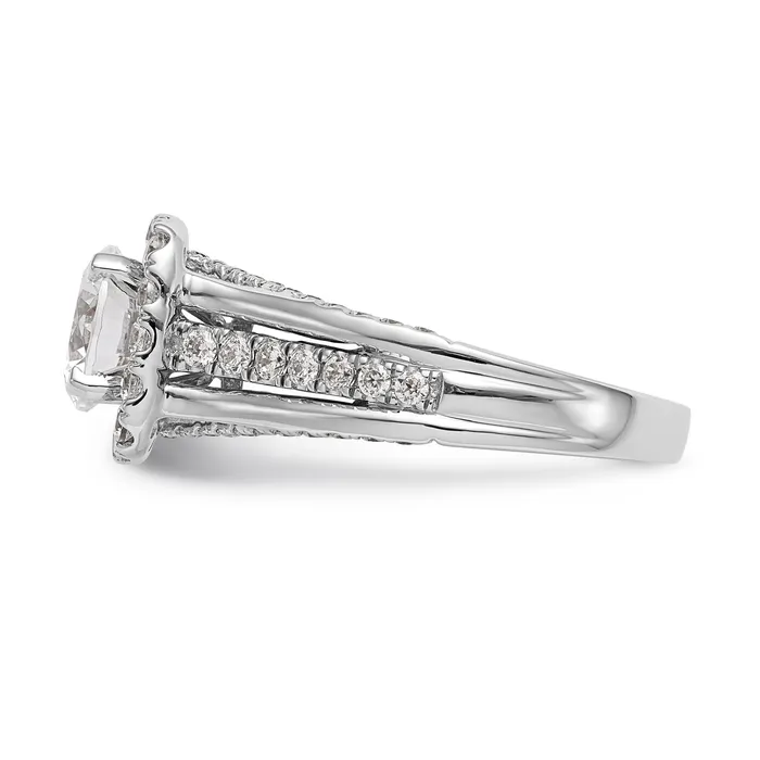 Goldiacom Rings 14K White Gold Round Simulated Diamond Halo Engagement Ring