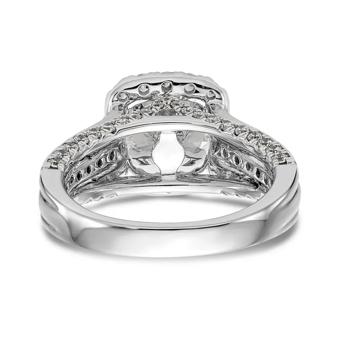 Goldiacom Rings 14K White Gold Round Simulated Diamond Halo Engagement Ring