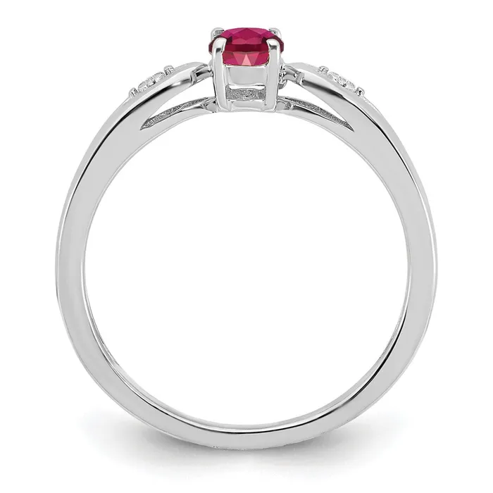 Goldiacom Rings 14k White Gold Ruby and Real Diamond Ring