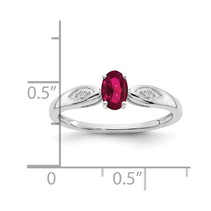Goldiacom Rings 14k White Gold Ruby and Real Diamond Ring