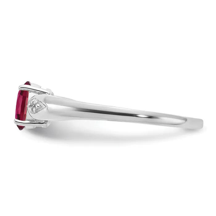 Goldiacom Rings 14k White Gold Ruby and Real Diamond Ring