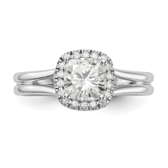 Goldiacom Rings 14kw Cushion Halo Simulated Diamond Split Shank Engagement Ring