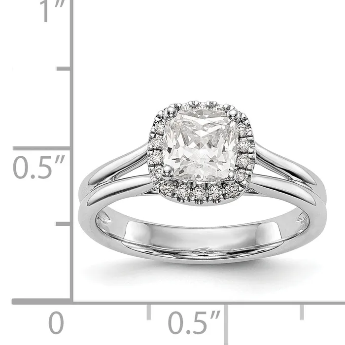 Goldiacom Rings 14kw Cushion Halo Simulated Diamond Split Shank Engagement Ring