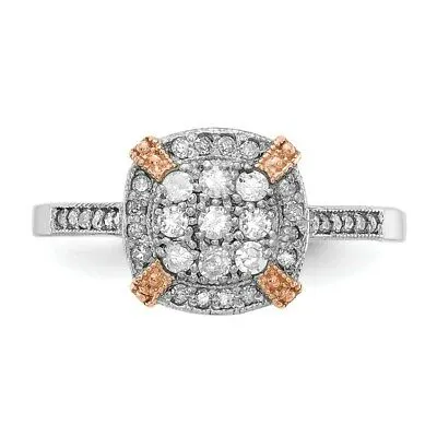 Goldiacom Rings Real 13Ct Diamond Engagement Ring in 14K White and Rose Gold