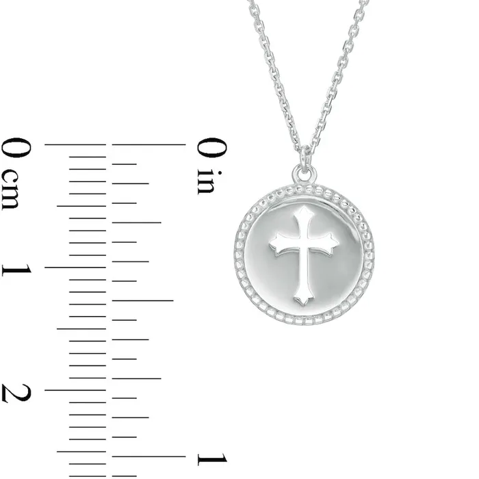 Goldia CutOut GothicStyle Cross Bead Frame Medallion Pendant in 14K White Gold Necklaces Goldia CutOut GothicStyle Cross Bead Frame Medallion Pendant in 14K White Gold Necklaces