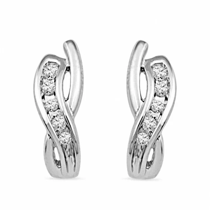 Goldia Earrings 007 CT TW Diamond CrissCross Hoop Earrings in 10K White Gold Goldia Earrings 007 CT TW Diamond CrissCross Hoop Earrings in 10K White Gold
