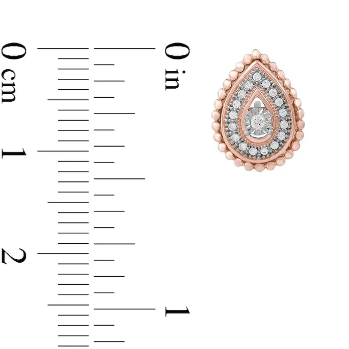 Goldia Earrings 01 CT TW Diamond Bead Teardrop Frame Stud Earrings in 10K Rose Gold Goldia Earrings 01 CT TW Diamond Bead Teardrop Frame Stud Earrings in 10K Rose Gold