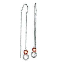 Goldia Earrings 01 CT TW Diamond Double Circle Threader Earrings in Sterling Silver and 10K Rose Gold Goldia Earrings 01 CT TW Diamond Double Circle Threader Earrings in Sterling Silver and 10K Rose Gold