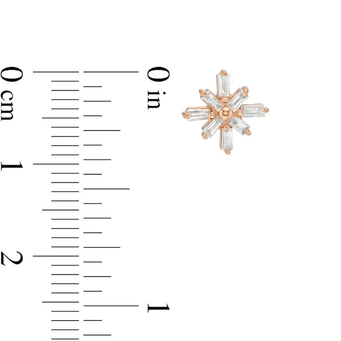 Goldia Earrings 025 CT TW Baguette Diamond Starburst Stud Earrings in 10K Rose Gold Goldia Earrings 025 CT TW Baguette Diamond Starburst Stud Earrings in 10K Rose Gold
