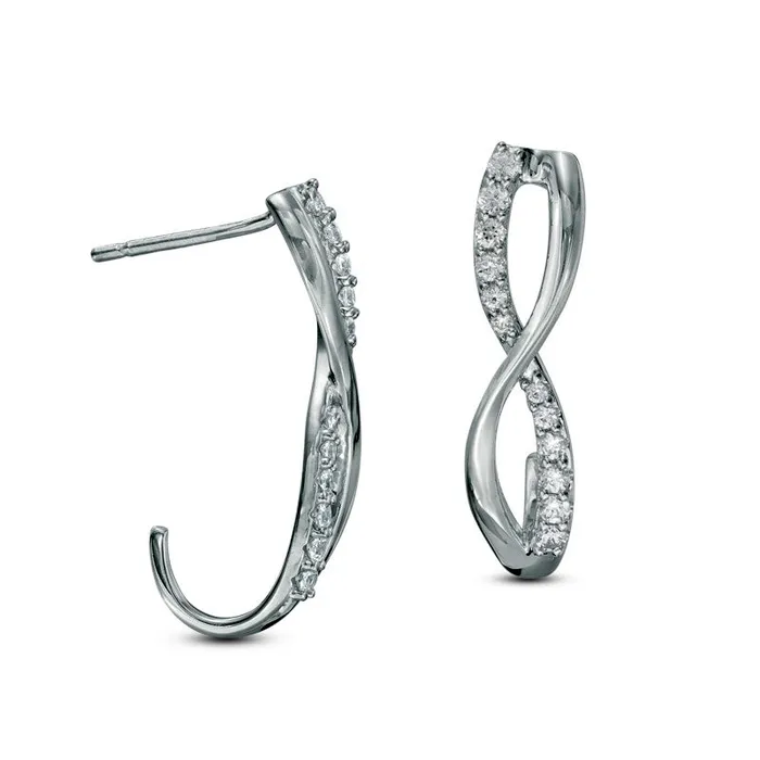 Goldia Earrings 025 CT TW Diamond Infinity JHoop Earrings in 10K White Gold Goldia Earrings 025 CT TW Diamond Infinity JHoop Earrings in 10K White Gold
