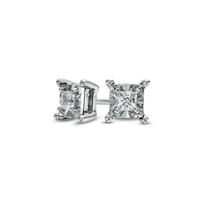 Goldia Earrings 025 CT TW PrincessCut Diamond Solitaire Stud Earrings in Sterling Silver Goldia Earrings 025 CT TW PrincessCut Diamond Solitaire Stud Earrings in Sterling Silver